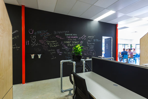 Boardroom exterior with blackboard paint